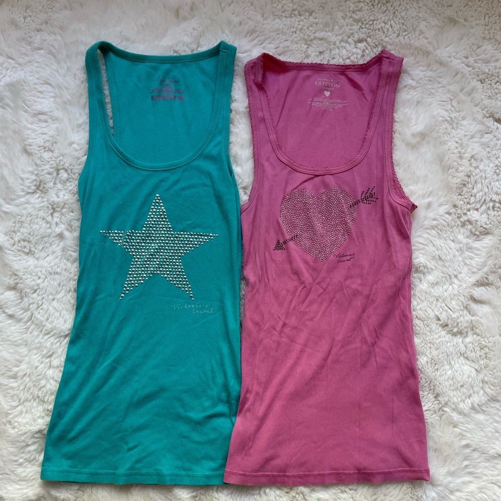 Pair of Vintage Victoria's Secret Pajama Tank Tops